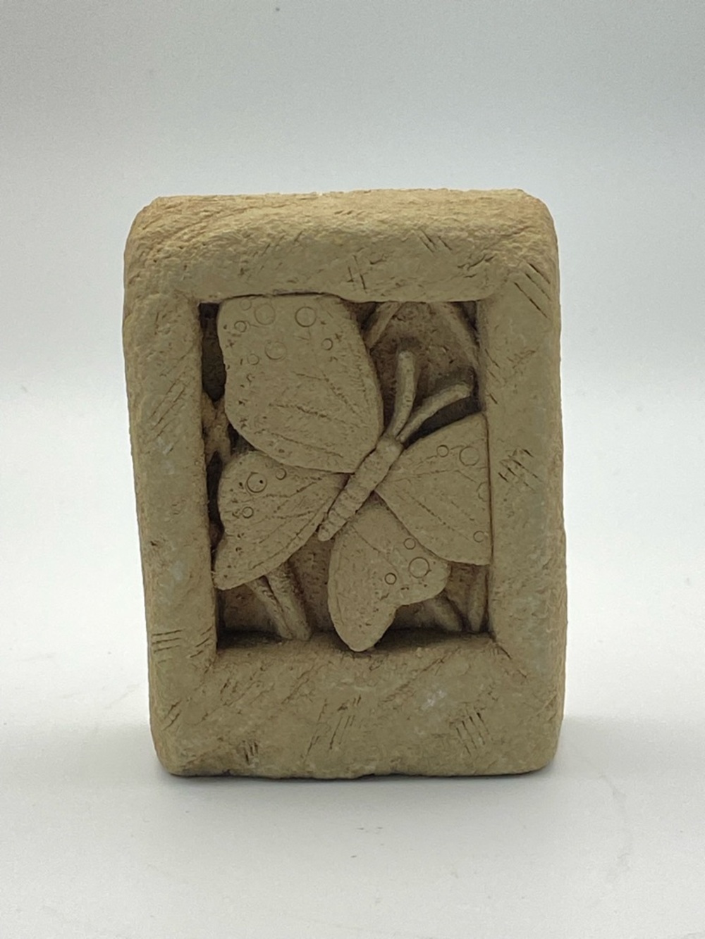 Vintage 1995 Carruth Studio Mini 3” Stone Butterfly Garden Plaque Weatherproof